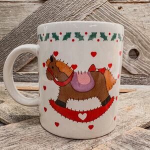 Nostalgic Vintage Rocking Horse and Hearts Christmas Mug